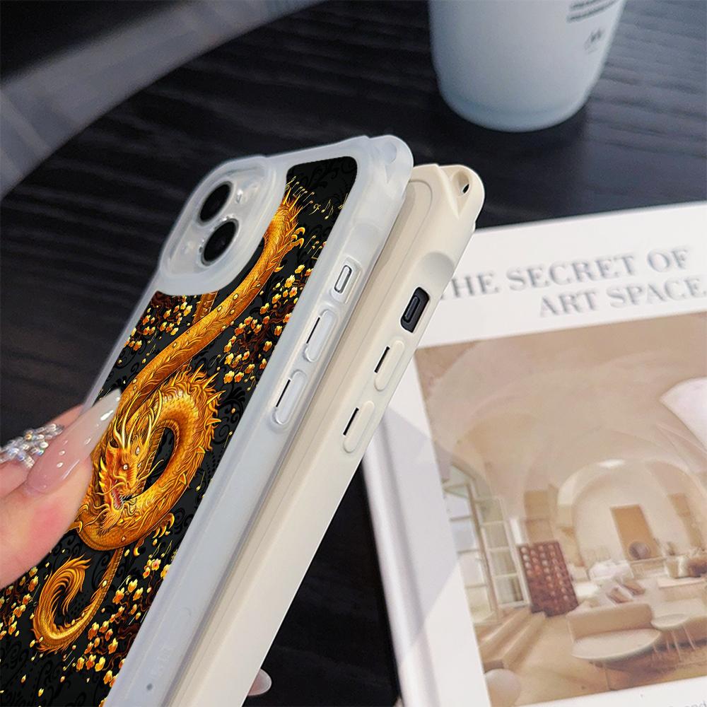 Ae77 Dragon Design Art Soft Phone Cases for iPhone 16 15 14 13 12 11 Pro Max 7 8 Plus XR XS Max with Wrist Strap Lanyard Corner Protection Back Cover