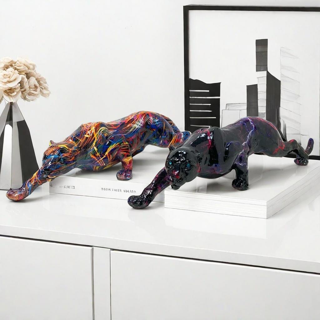 Творческие поделки из смолы Леопардовые украшения Домашний офис Винный шкаф Украшения Красочные украшения жираф