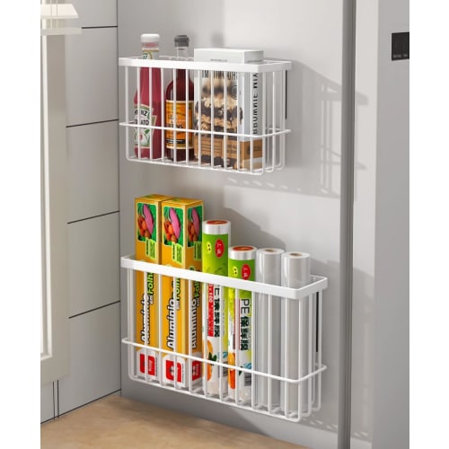 Magnetic Storage Rack, Storage Basket, Magnet, No Drilling Required, Refrigerator Wall-Mounted Storage, Storage Shelf, Magnetic Basket for Spices, Con