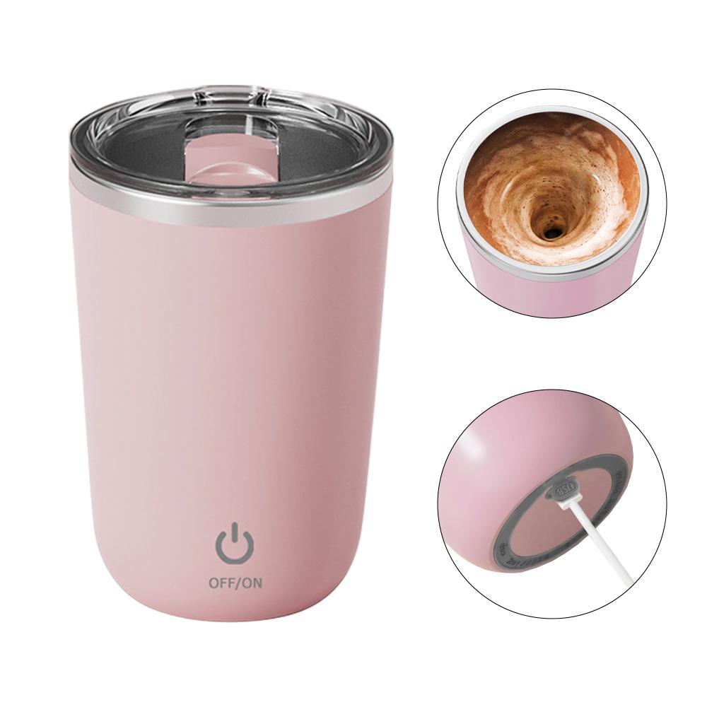 350ml Self Stirring Mug Rechargeable Non-axial Magnetic Coffee Mixing Cup with Lid 304 Stainless