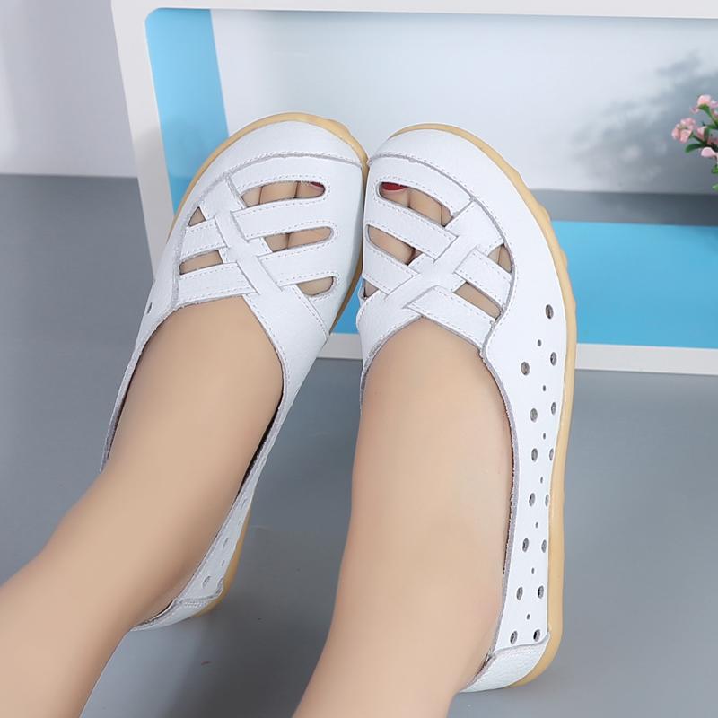 Женская обувь на плоской подошве размером 35–44. Кожаные нескользящие мокасины. Туфли для медсестер. Обувь для мам. Женские сандалии.