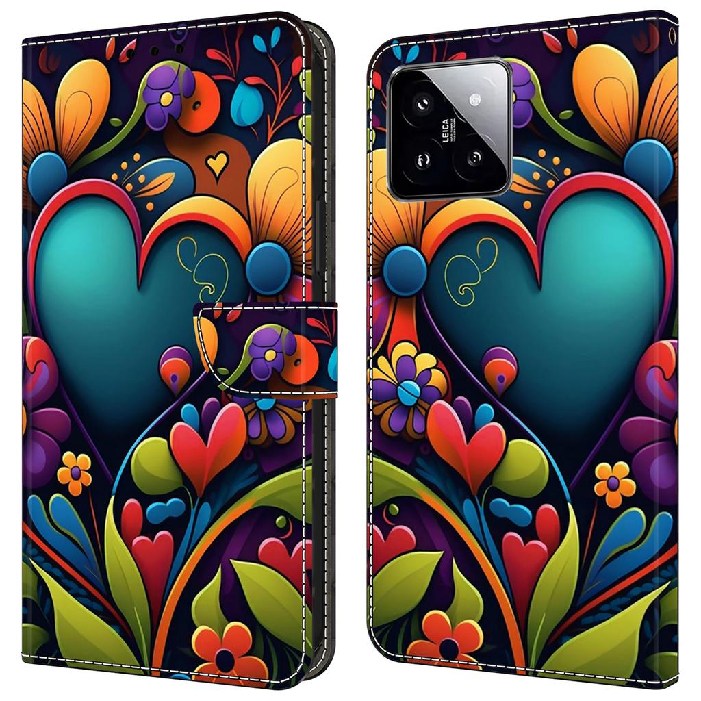 For Xiaomi 14 Wallet Case Pattern Printing PU Leather Phone Cover