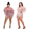 Women's Sequin Fringe Evening Dress Short Sleeve Dress Feminine Sense Party