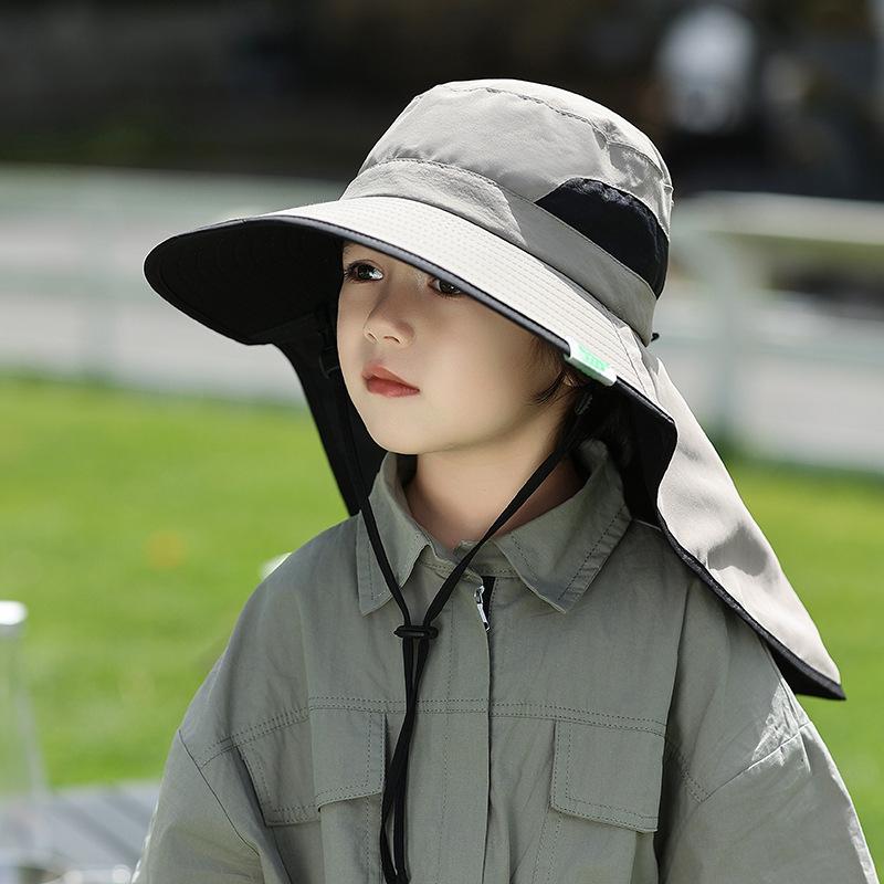 Summer Outdoor Sun Hat, UV Protection Neck Cover Bucket Hat, Family Matching Caps for Adults Kids Toddlers