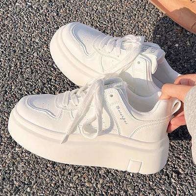 Популярные белые туфли на платформе-маффине для осени, новые шикарные кеды, универсальная спортивная и повседневная обувь 2025