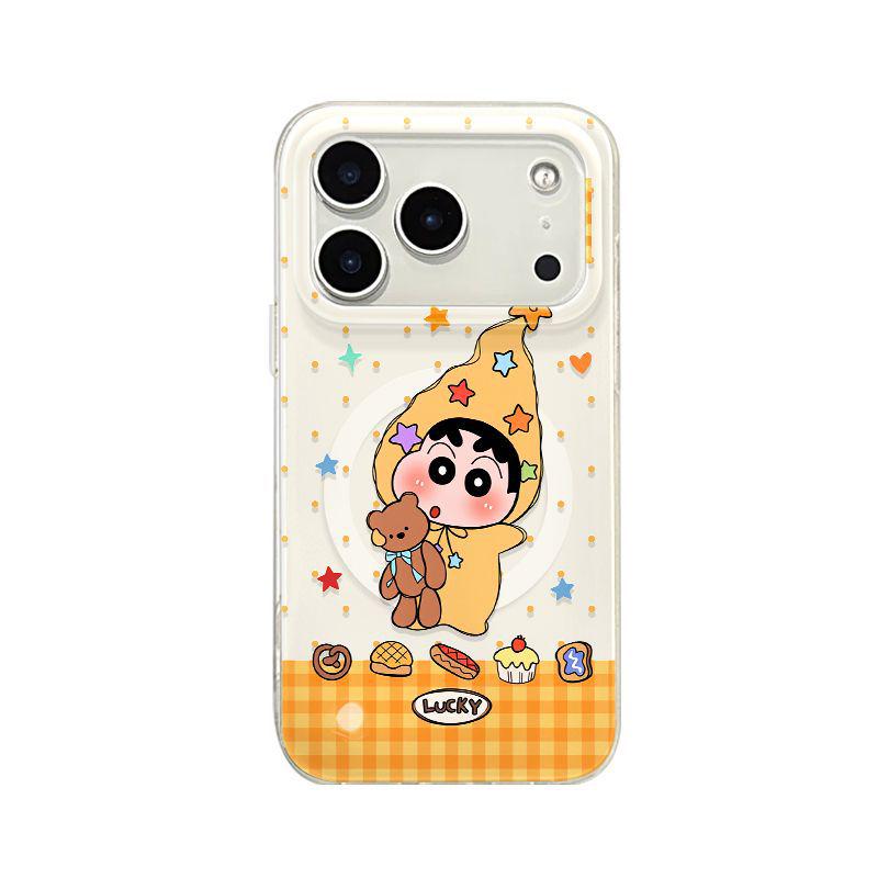 Мультяшный Милый Чехол для iPhone для Apple 17 Pro Max/16 Plus: Художественный дизайн Shin-chan Звезда Любви
