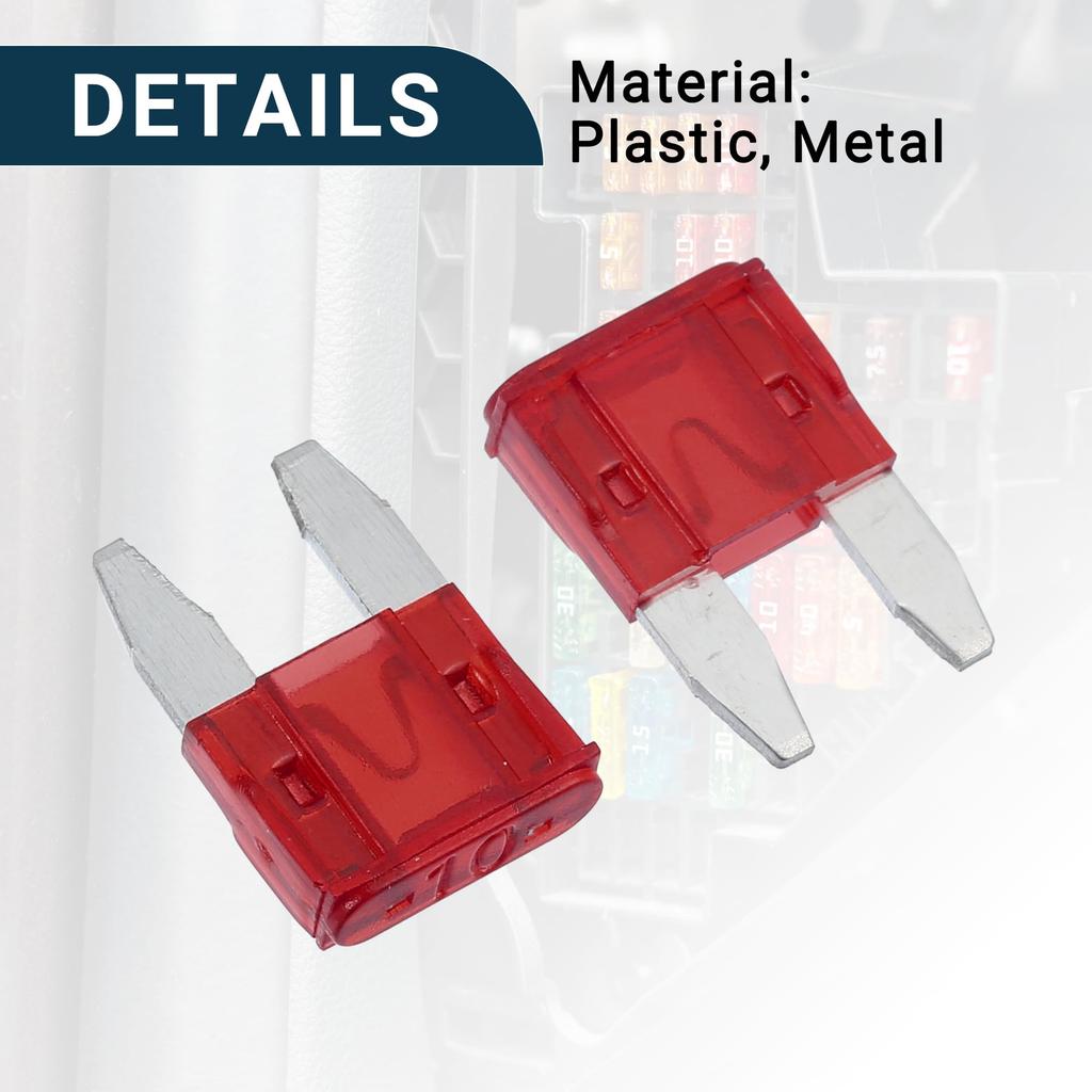 uxcell Автомобильный предохранитель Тип предохранителя 10А Мини-предохранитель Прочный Защита от короткого замыкания Красный 20 шт.