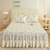 Skin-friendly Lace Bedspread 1pc Bed Skirt +2pcs Pillowcase Princess Double Layer Lace Bed Sheet Anti-slip Bed Cover