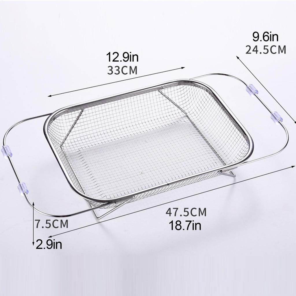 Over The Sink Colander Stainless Steel Extendable Draining Container Kitchen Fruit Colanders For Kitchen Apartment Home Cooks