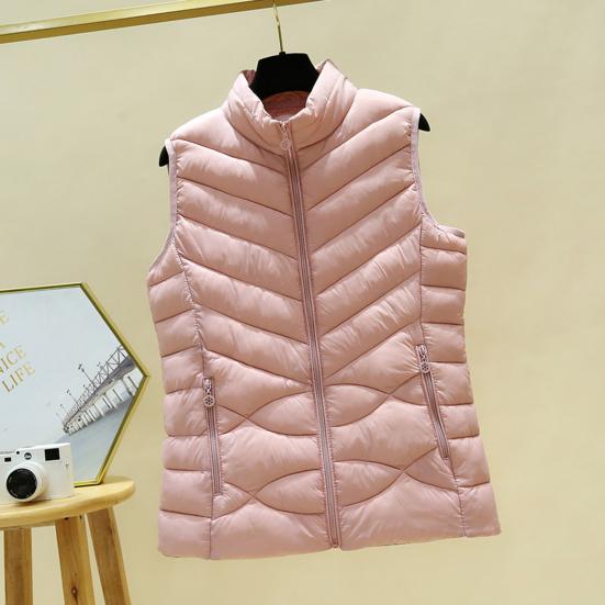 Women's Padded Vest Autumn Winter Ultra Light Zipper Closure Warm Sleeveless Jacket Slim Fit Windproof Stand-up Collar Waistcoat for Home Work