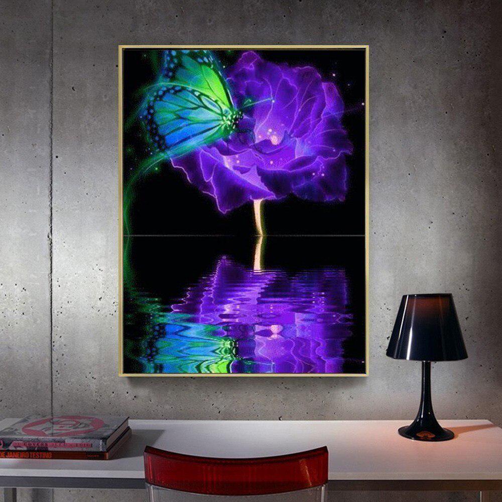 5D DIY Полная круглая алмазная картина Бабочка и цветок Стразы Мозаика Алмаз