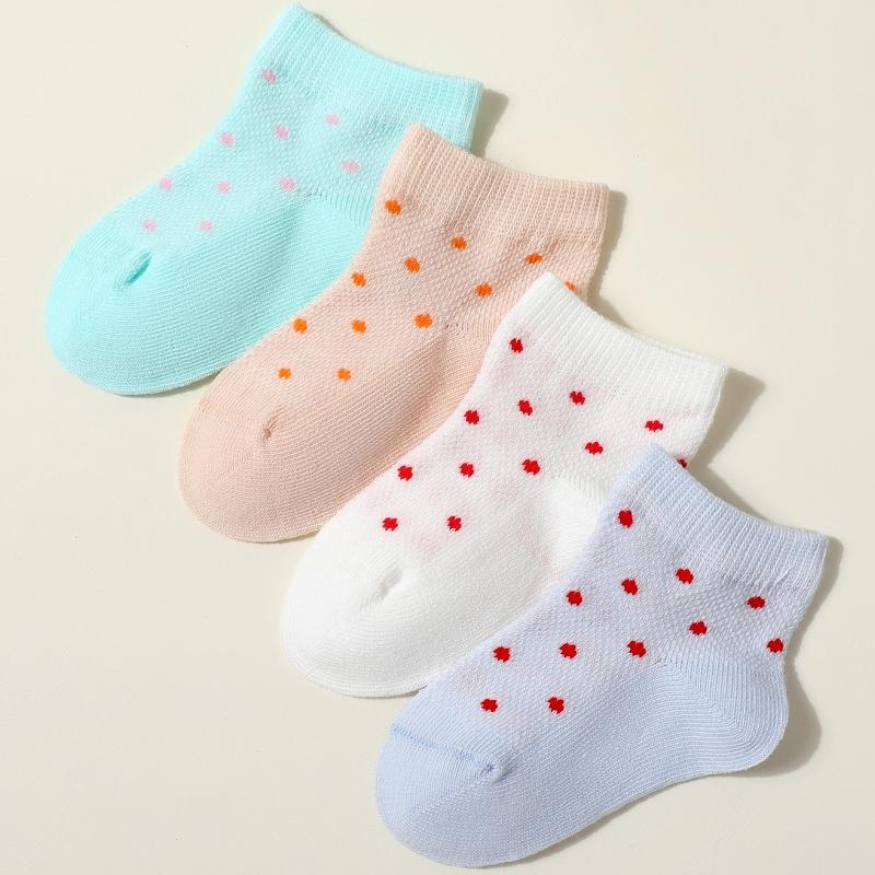 8pairs/set New Baby Socks Children's Summer Solid Color Dot Cotton Sock Kids Ankle Soft Socks