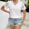 Summer Women's T-shirt with Sweet Lace Stitching Loose V-neck Short Sleeved T-Shirts Women’s