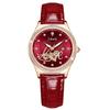 Love Watch Red Leather Strap Diamond Gift for Women Women's Wristwatch, Stylish, Waterproof, Simple, Business, Cute, Casual, Luxury,