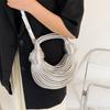 Metal Noodle Armpit Bag 2025 New European and American Fashion Glossy Hand Carry Women's Shoulder Crossbody Dumpling Bag