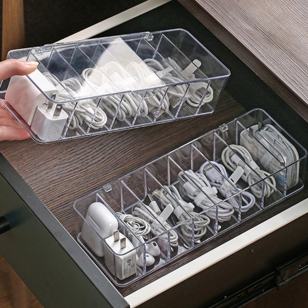 Plastic Lid Holder Anti Dust Boxes Charger Wire Storage Cable Storage Box Data Line Storage