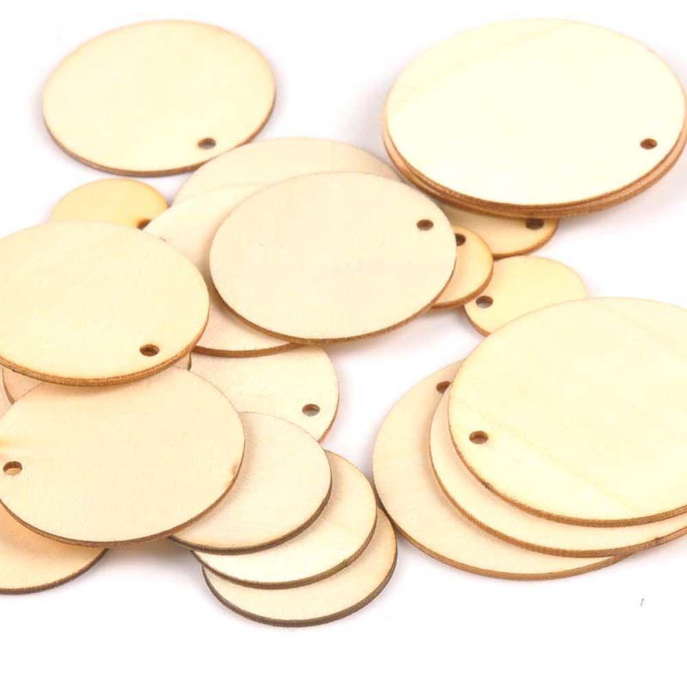 Natural Round Shape Slice Laser Cut Wood DIY Craft Wooden Ornament Wood Piece Hanging Pendant