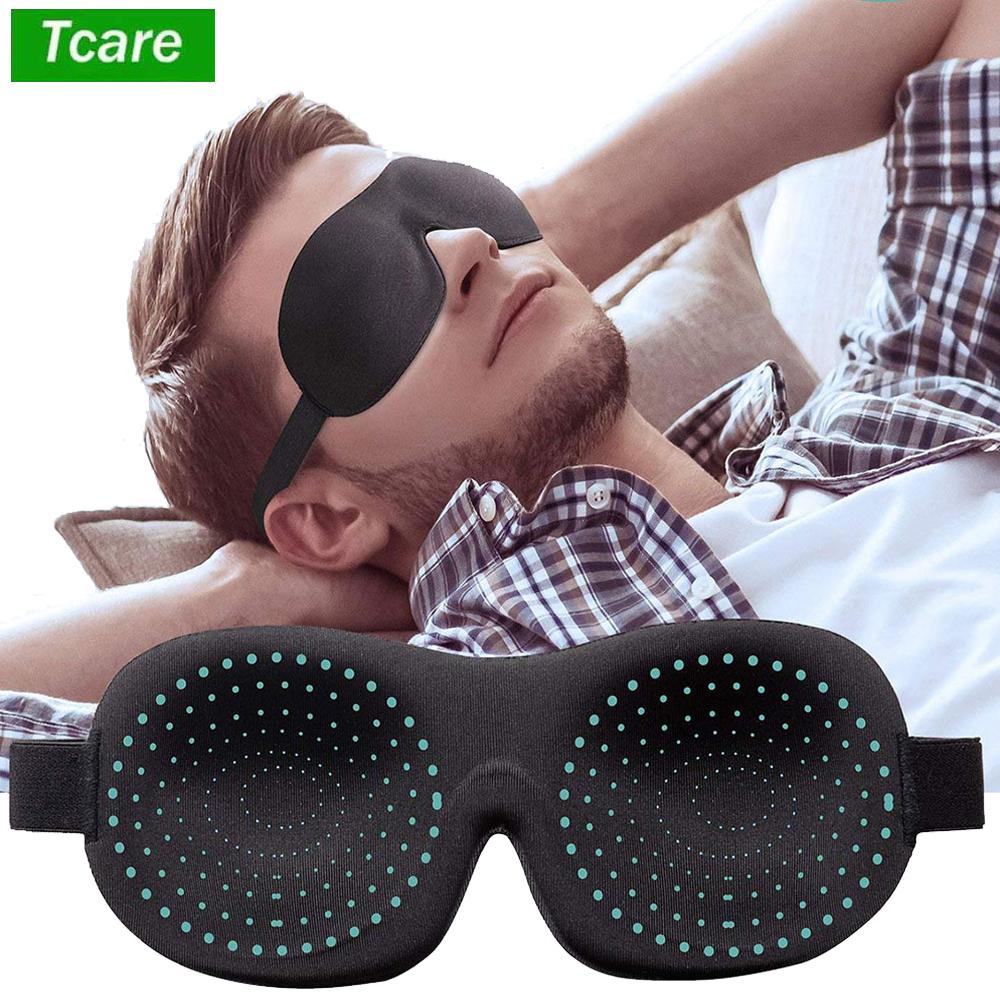 Tcare 3D маска для сна на глаза, дышащий хлопок, блокирующая свет, для путешествий, офиса, дома, комфортный сон