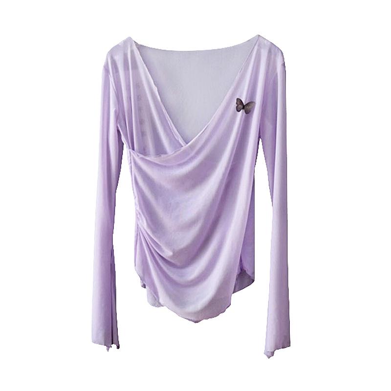 Взрослый женский этнический танцевальный топ из марли с бабочками для современного и классического танца