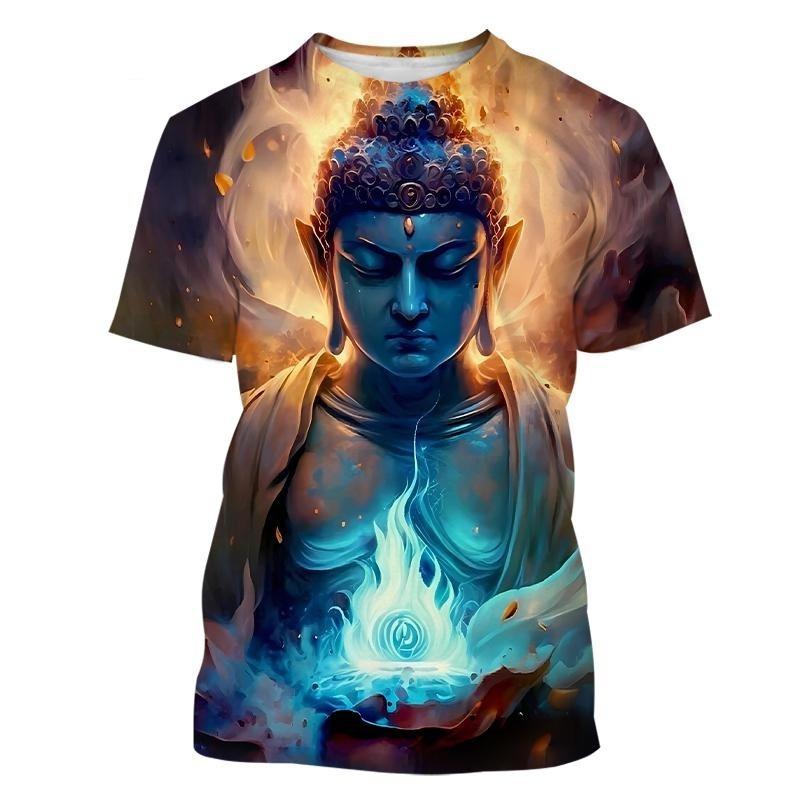 T-Shirts 3D Buddha Shakyamuni Printing T Shirt For Men Round Neck Short Sleeve Kid Cool Buddhist Faith Tops Harajuku Clothes Tee