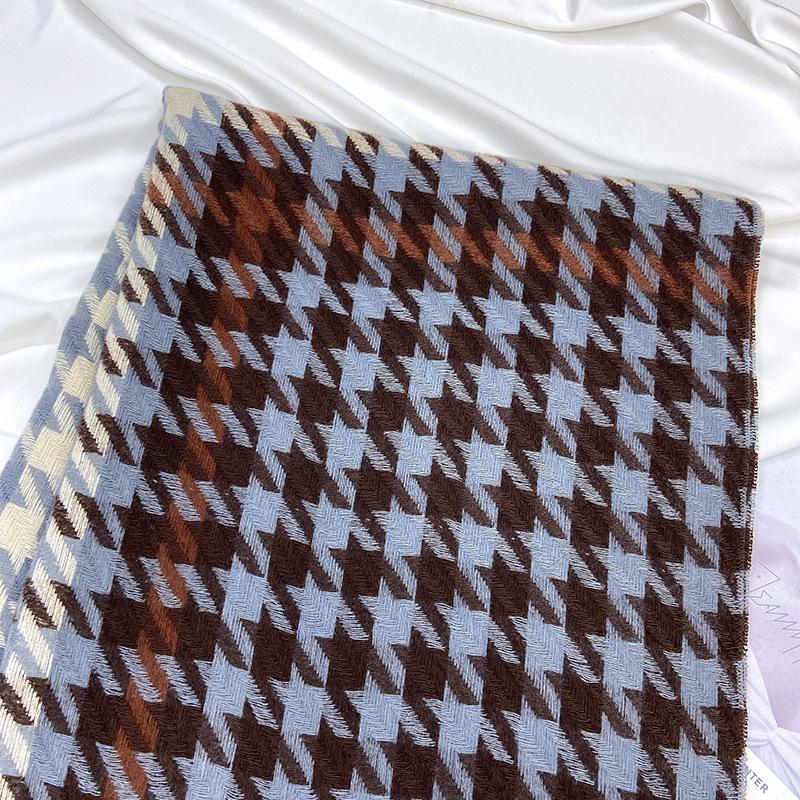 Шарф для женщин, осень и зима, ощущение высокого класса, имитация кашемира, клетчатая шаль с кисточками, студенческий толстый и теплый шарф