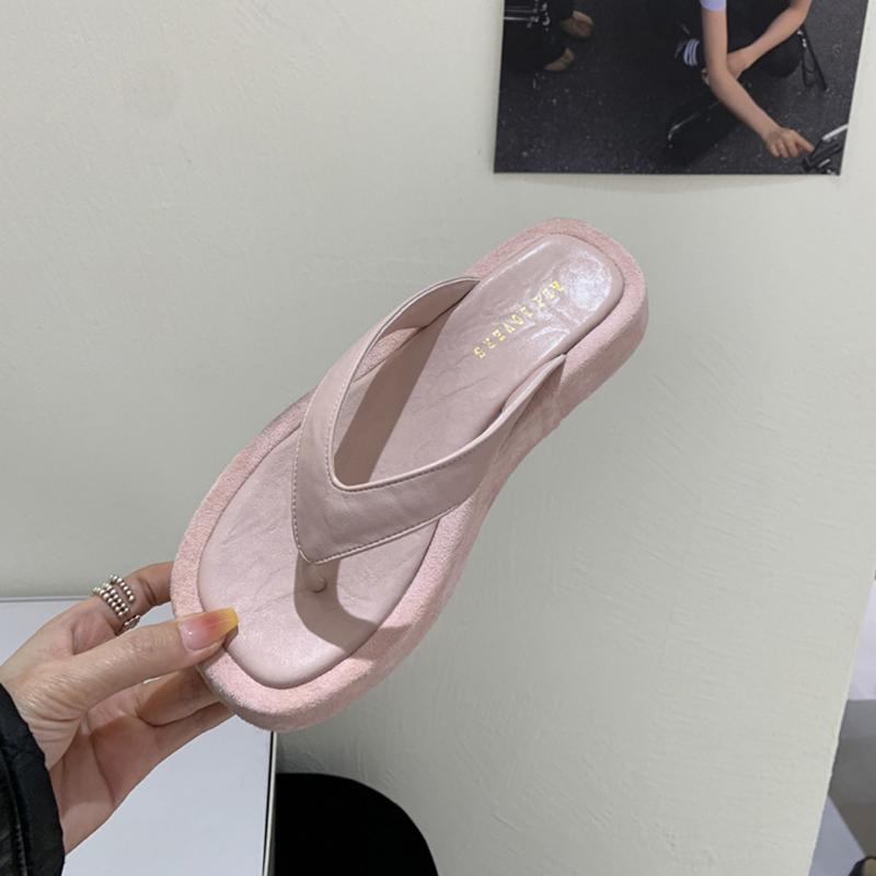 Модные летние женские повседневные шлепанцы с клипсой для пальца, удобные плоские платформы, пляжные шлепанцы для отпуска, шлепанцы, обувь Zapatos De Mujer