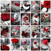 5d Diy Diamond Art Painting Kits Black And Red Diamond Embroidery Sale Flower Rose Pictures Of Rhinestones Wall Art