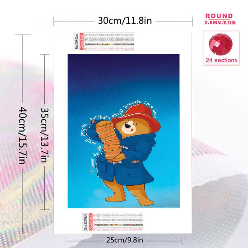 Paddington Bear 100% Round Full Drill 5D DIY Diamond Painting Embroidery Cross Stitch Rhinestone Décor