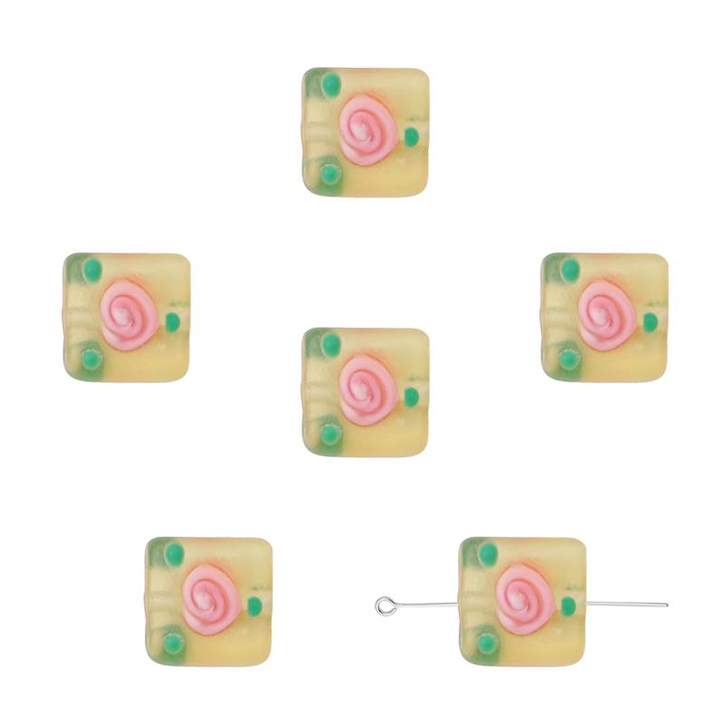 2 шт. ручная роспись матовые цветные стеклянные квадратные бусины для DIY ожерелье браслет серьги изготовление ювелирных изделий аксессуары для рукоделия