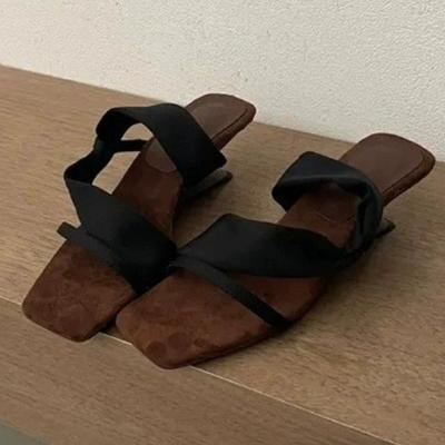 Мода Женская мода Ретро Сандалии Открытый носок Тонкий каблук Сандалии Шлепанцы Повседневные Высокие каблуки Шлепанцы Вьетнамки для женщин Тренд 2025