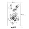 English Letter & Flower Butterfly Tattoo Stickers - Waterproof & Sketch Line Design