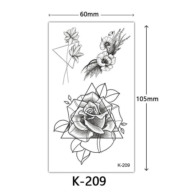 English Letter & Flower Butterfly Tattoo Stickers - Waterproof & Sketch Line Design