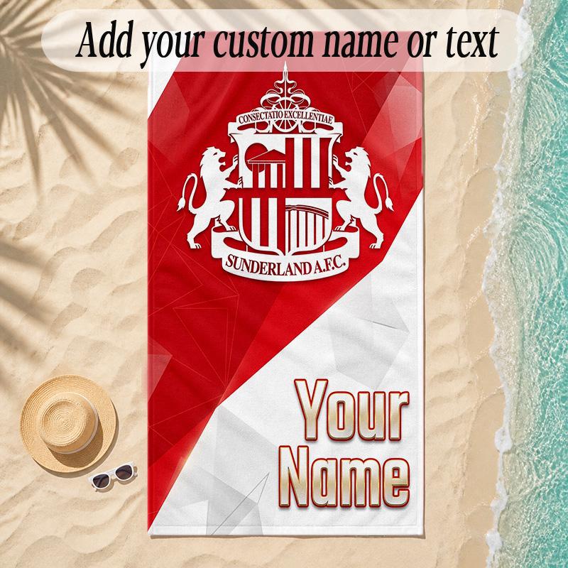 Beach TowelSunderland FC Custom Name Text Personalized Soft Towel for Beach Pool Indoor Home Decor Gift