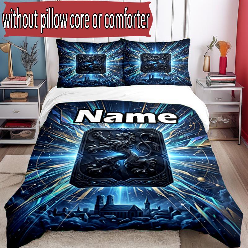 3pcs Duvet Cover Set (1*Duvet Cover + 2*Pillowcase, Without Core), Custom Name 1860 Munchen football club Pattern Bedding Set, Home Bedroom Decor Gift