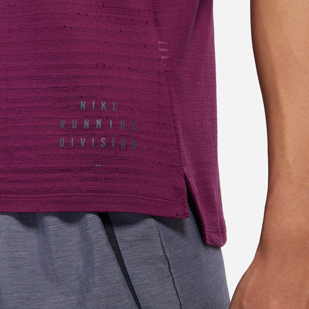 Nike Повседневная дышащая футболка с короткими рукавами для тренировок по бегу, мужские топы бордового цвета DM4644-610