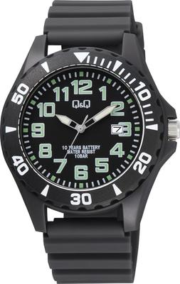 [Citizen Q&Q] Часы Cue and Cue Analog 10-летний срок службы 10 АТМ водонепроницаемый уретановый ремешок A22A-001VK мужские черные