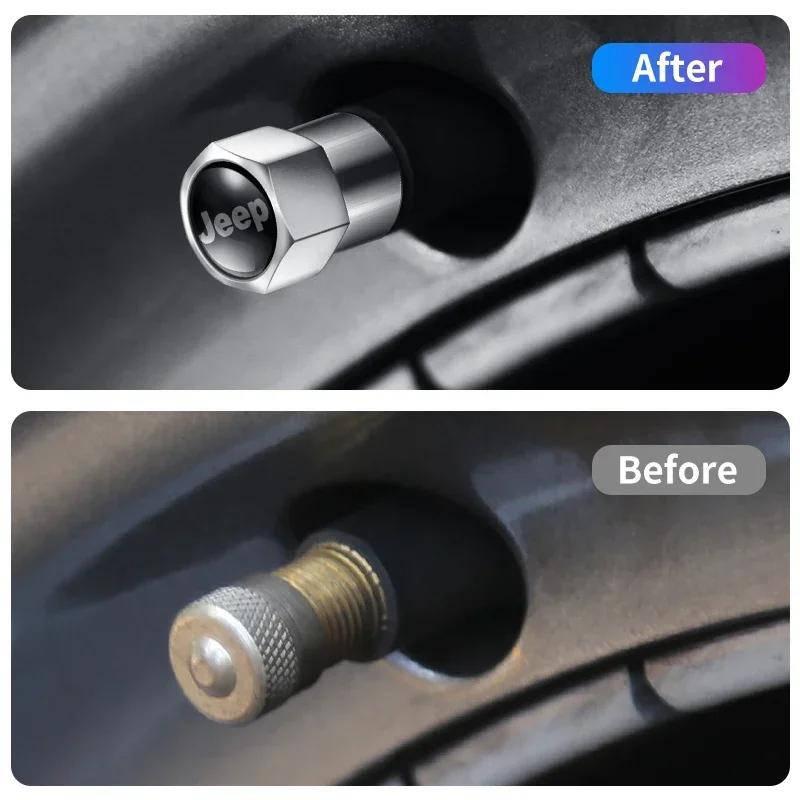 4Pcs Car Wheel Tire Valve Caps Tyre Stem Cover Bolt-In Accessories for Jeep Cherokee Patriot Liberty Wrangler JK JL Commander KUBEL1