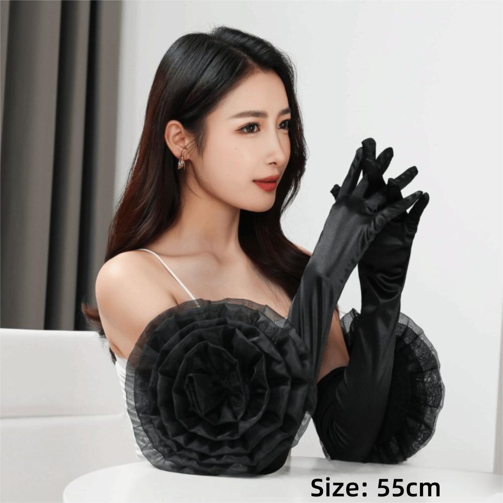 Black Long Gloves Breathable Mittens Fashion Etiquette Gloves  Evening Party