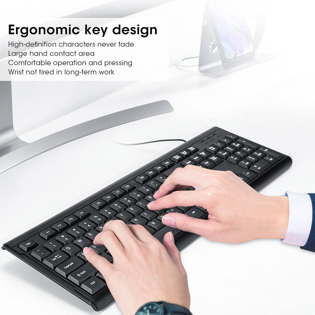 Компьютерные аксессуары USB проводная клавиатура USB проводная клавиатура 104 клавиши бесшумная бизнес бесшумная клавиатура ПК ноутбук компьютер T15
