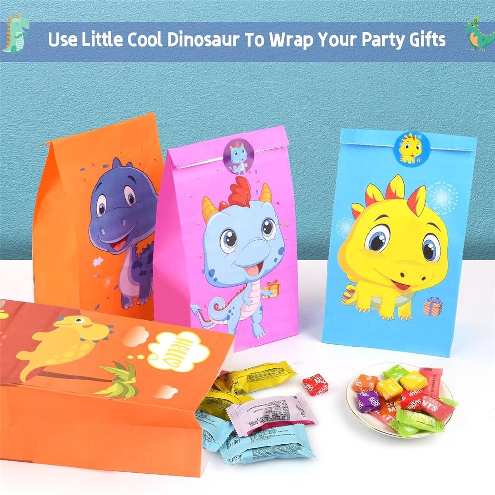 Подарочные пакеты, 24 упаковки бумажных пакетов для вечеринок с милыми наклейками, пакеты из крафт-бумаги для детских вечеринок, праздников, детских дней рождения, Хэллоуина
