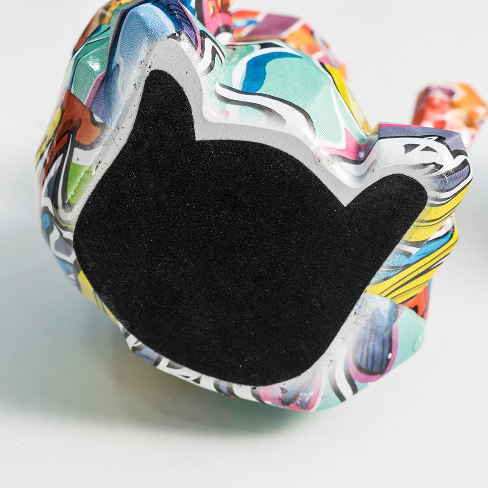 Graffiti Lucky Cat Figurines Resin Animal Model Abstract Geometry Fortune Cat Statues for Interior Home Decoration