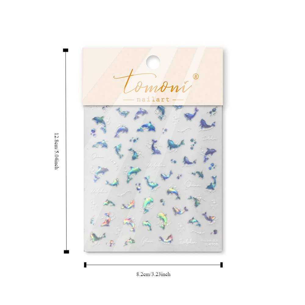 Золотая рыбка Океан Наклейки для ногтей Блестящие стеклянные дельфины Цветы Наклейки для ногтей Леди/Девочки