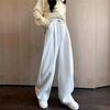 Women's Fleece-Lined Wide-Leg High-Waisted Sports Pants: Slimming, Loose-Fit, Autumn/Winter Casual Sweatpants.