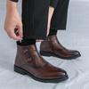 Мужские высокие ботинки Платье Формальные Ретро Коричневые Ботильоны Черные Туфли для Смокинга Свадебные Большой Размер