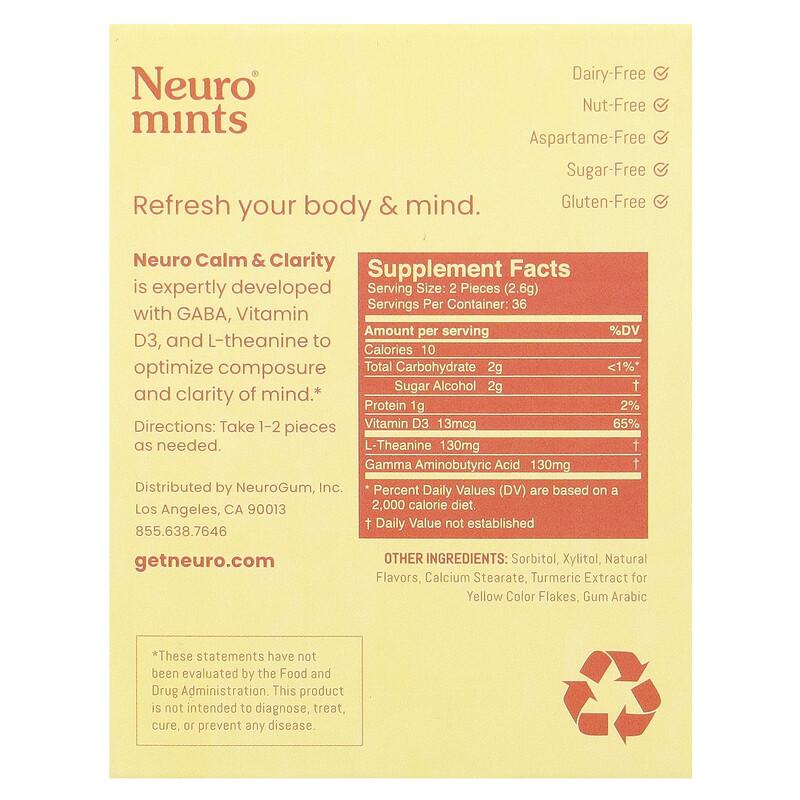 NeuroMints, Calm & Clarity, Honey Lemon, 6 Packs, 12 Pieces Each
