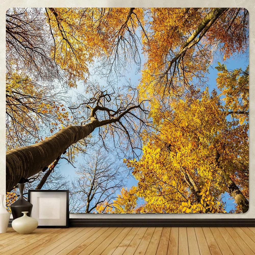 Autumn Forest Fallen Leaves Scenery Fashionable Home Decoration Tapestry Living Room Bedroom Tapestry