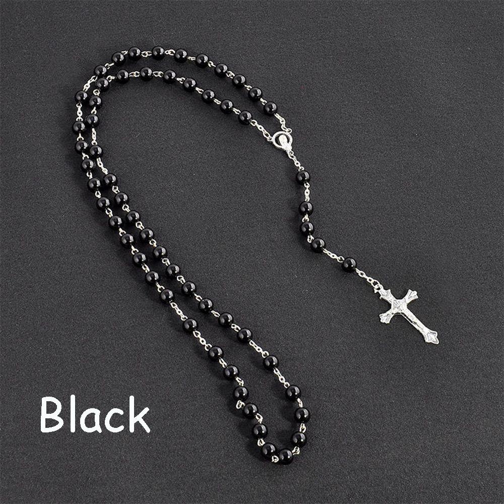 Hot Sale Vintage Crucifix Jesus Rosary Beads Chain Cross Necklace Virgin Mary Pendant