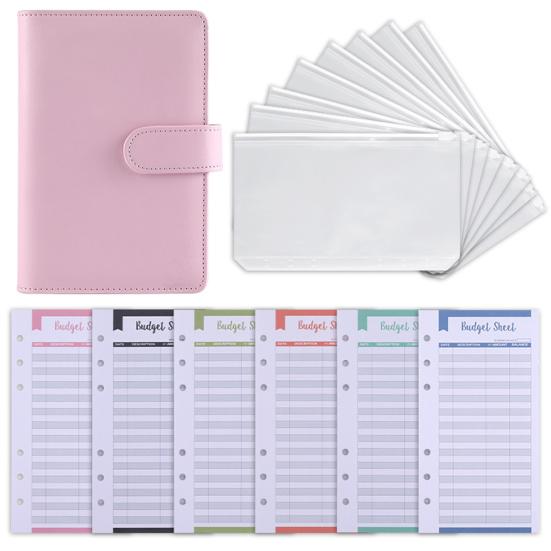 1 Set Budget Book Loose Leaf Multi-use Faux Leather Money Saving Schedule Planner for School