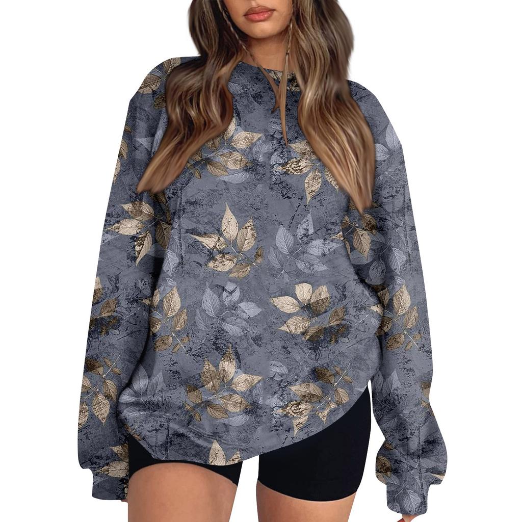 Женские топы Женский свитшот с длинным рукавом Повседневный с круглым вырезом Свободного кроя Пуловер Флисовые топы