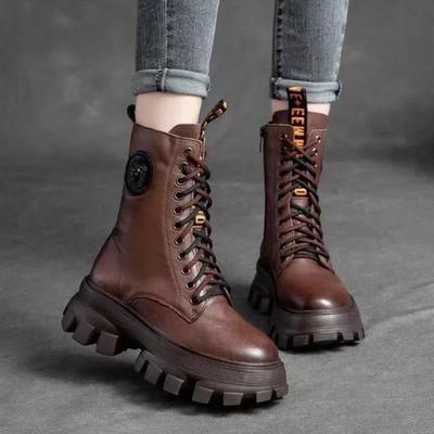 Модные полусапоги на среднем каблуке Зима 2024 Женские ботинки до середины икры Новинка Полусапожки для женщин Дизайнерские Роскошные Ботинки Модные Водонепроницаемые Качественные из ПУ